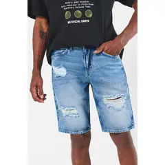 KOAJ - Bermuda en jean slim azul clara con rotos y tiro bajo Hombre