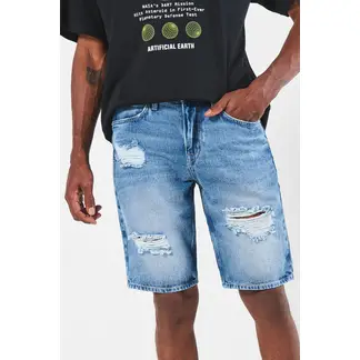 KOAJ - Bermuda en jean slim azul clara con rotos y tiro bajo Hombre