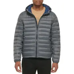 TOMMY HILFIGER - Chaqueta gris acolchada con logo