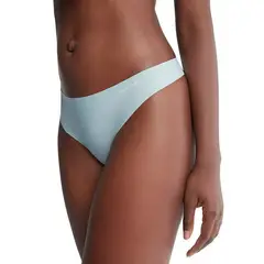 CALVIN KLEIN - Tanga azul invisible con logo en el lateral