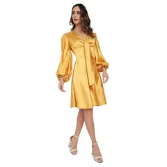 RAGTEX - VESTIDO CORTO CASUAL DE MUJER DORADO R-2012