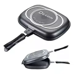 GENERICO - Sarten Doble Parrilla Grill Antiadherente Carne Asada Cocina