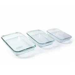 HOME ELEMENTS - Set X 3 Refractarias De Vidrio Para Horno 1 - 1.6 - 2.2 Lt