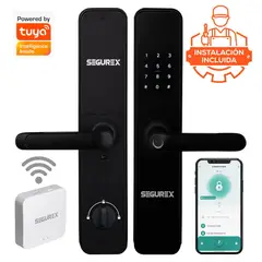 SEGUREX - Cerradura Inteligente H7B Negro + Gateway WiFi + Instalación Tuya