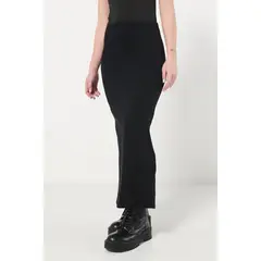 KOAJ - Falda ajustada larga negra con tiro alto MUJER