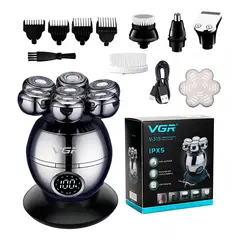 VGR - Kit 5en1 Cortadora Pelo Shaver Nariz Masajeador V-315 Color Plata