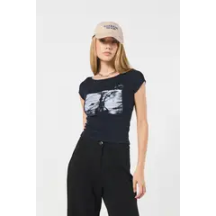 KOAJ - Camiseta manga corta con estampado frente Mujer