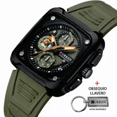 CURREN - Reloj 8461 Cronografos Correa De Silicona Mas Llavero