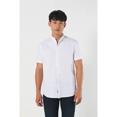 KOAJ - Camisa cuello nerú unicolor manga corta en algodón Hombre