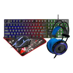 UNITEC - Combo Gamer 4en1 Teclado Mouse Audifonos Mouse Pad
