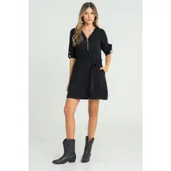 RAGGED - Vestido corto francheska Negro