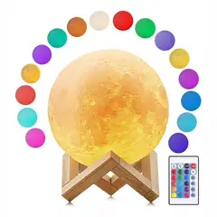 GENERICO - Lampara Luz Luna Led 16 Colores 15cm Control Remoto Velador