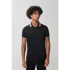 KOAJ - Camiseta Polo unicolor con cuello y puños tejidos. Hombre