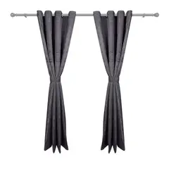 ADVANCE - Cortina de Aros Gris oscura En Jacquard 280 cms x 210 cms 2 piezas