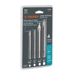 PRETUL - Juego De 4 Brocas Carburo De Tungsteno Para Vidrio Y Azulejo Truper