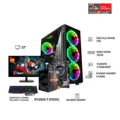 AMD - COMPUTADOR GAMER 7 5700G+ MONITOR 22 FHD+ RAM 32GB+ SSD 1TB+ MOUSE Y TECLADO RGB
