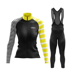 ARMAZI SPORT - UNIFORME DE CICLISMO ARMAZI MUJER MANGA LARGA NEGRO-AMARILLO