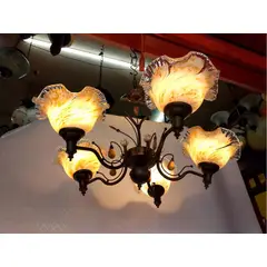 GENERICO - Lampara De Techo Italy En Antimonio Y Cristal Opalina Flor