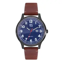 YESS - Reloj Para Hombre Color Cafe Tablero Azul Ref EA9005G-01
