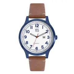 YESS - Reloj Para Hombre Color Cafe Tablero Blanco Ref EA9005G-02