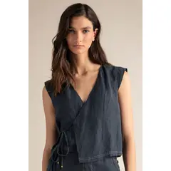 TOUCHE BALNEAIRE - TOP MANGA CORTA CRUZADO CON AMARRES LATERALES 0A08052