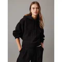 CALVIN KLEIN - Buzo negro holgado con capota y monograma