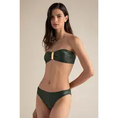 TOUCHE BALNEAIRE - TOP BIKINI BANDEAU CON LUREX Y ACCESORIO DORADO 0B96052