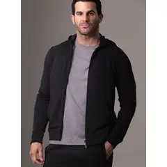 CALVIN KLEIN - Buzo Negro Deportivo Con Cremallera