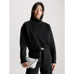 CALVIN KLEIN - Saco negro cropped con cuello alto