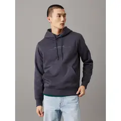 CALVIN KLEIN - Buzo negro con capota y logo pequeño