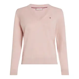 TOMMY HILFIGER - Saco rosa de punto con cuello en V