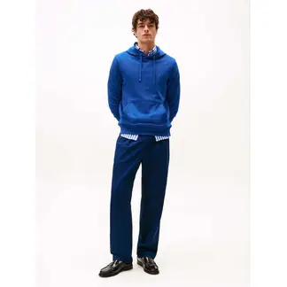 TOMMY HILFIGER - Buzo azul de felpa con capota y logo bordado