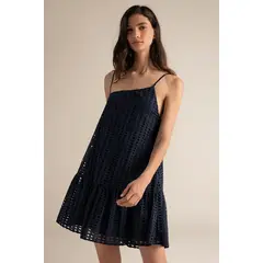 TOUCHE BALNEAIRE - VESTIDO CORTO EN OJALILLO ASIMÉTRICO CON CORTE ASIMÉTRICO 0F88052