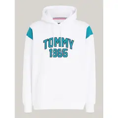 TOMMY HILFIGER - Buzo blanco Varsity amplio con gorro y logo Tommy Jeans