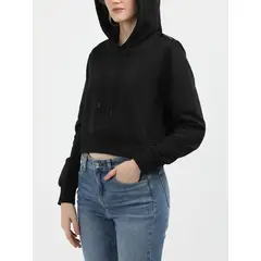 CALVIN KLEIN - Buzo negro con capota de logo elastic