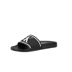 CALVIN KLEIN - Chancleta negra con monograma en relieve carina