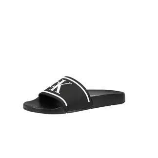 CALVIN KLEIN - Chancleta negra con monograma en relieve carina
