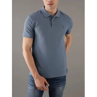 CALVIN KLEIN - Polo azul textured con monograma