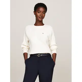 TOMMY HILFIGER - Saco blanco tejido amplio de punto trenzado