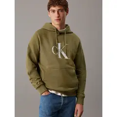 CALVIN KLEIN - Buzo Verde De Gorro Con Monograma