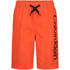 CALVIN KLEIN - Traje naranja de baño con logo en vertical para niño