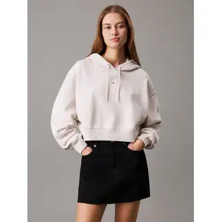 CALVIN KLEIN - Buzo blanco boxy con capota de felpa de algodón
