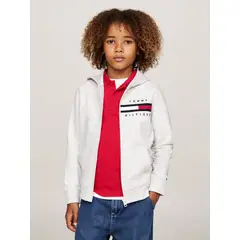 TOMMY HILFIGER - Buzo Gris Niño Con Capota Y Ribetes Distintivos