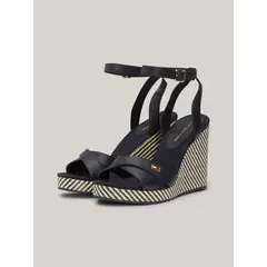TOMMY HILFIGER - Sandalias blanco de cuña con rayas irregulares