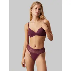 CALVIN KLEIN - Tanga Vinotinto De Cintura Alta Con Diseño De Encaje