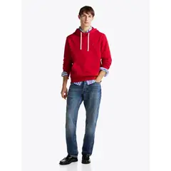 TOMMY HILFIGER - Buzo rojo de felpa con capota y logo bordado