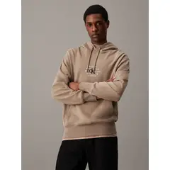 CALVIN KLEIN - Buzo Beige Graphic Stamp Nyc Con Capota