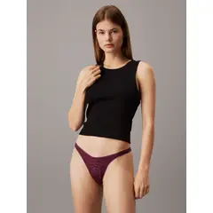 CALVIN KLEIN - Tanga vino tinto de encaje - modern logo with lace