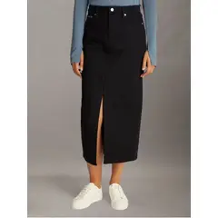 CALVIN KLEIN - Falda Negro Larga Denim