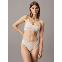 CALVIN KLEIN - Pantie Tipo Tanga Beige de algodón
